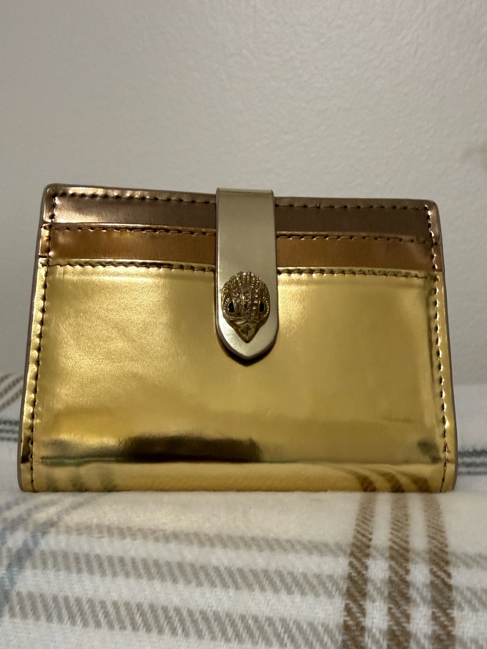 Kurt Geiger Kensington Metallic Gold Snap Card Case.